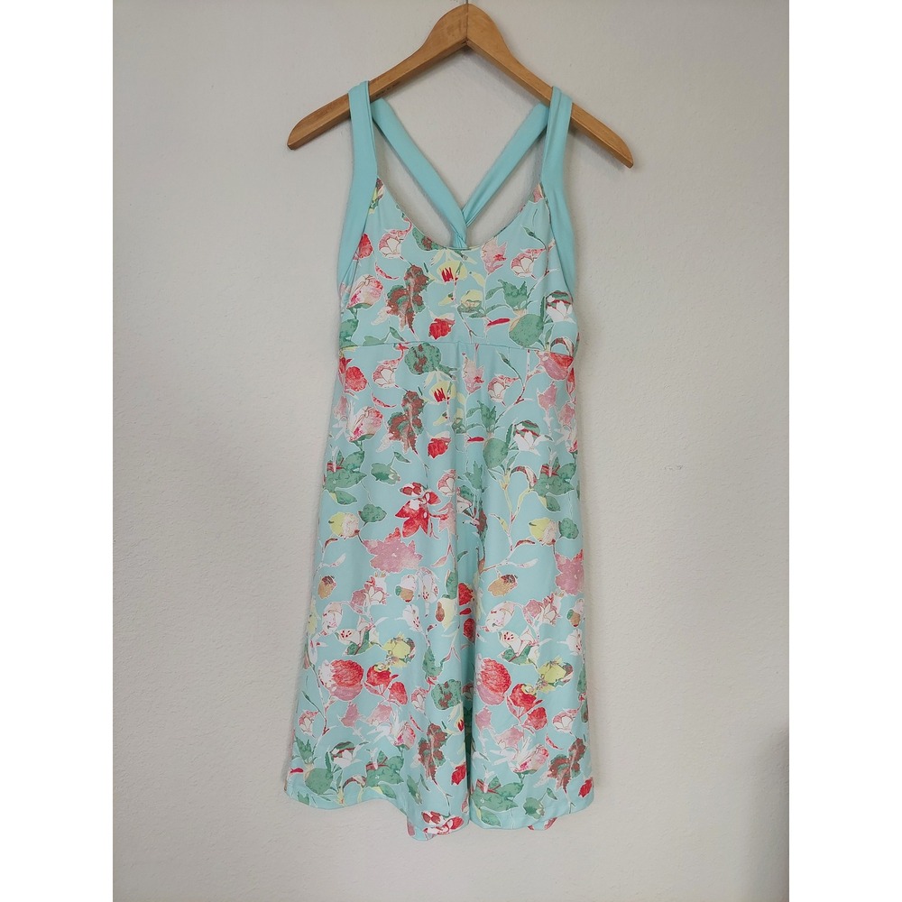 Patagonia Morning Glory Floral Twist Back Shelf Bra Dress Size Medium Outdoor